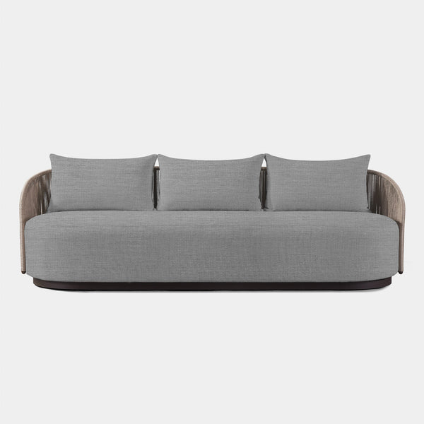 Milan 3 Seat Sofa | Aluminum Bronze, Lisos Piedra, Twisted Rope Dune
