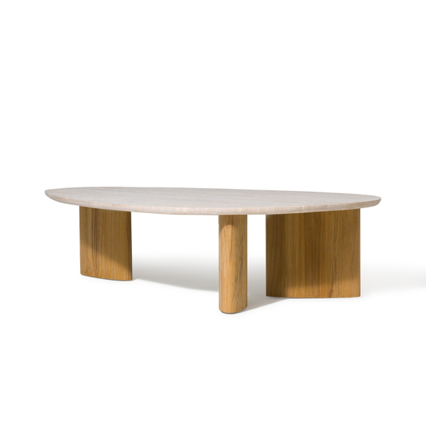 Newport Coffee Table | Teak Natural Travertine Cream