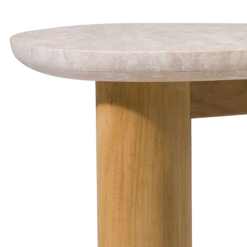 Newport Side Table | Teak Natural Travertine Cream
