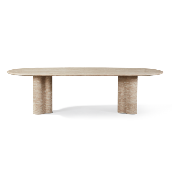 Porto Travertine Pill Dining Table 108"