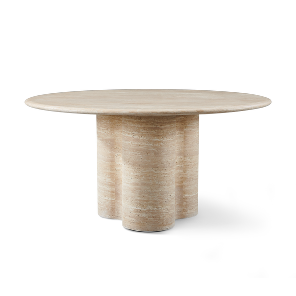 Porto Travertine Round Dining Table 60" | Travertine Natural