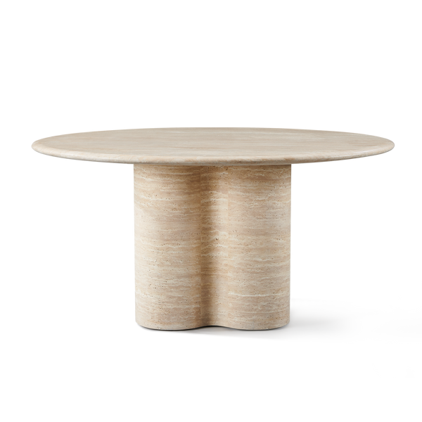 Porto Travertine Round Dining Table 60" | Travertine Natural