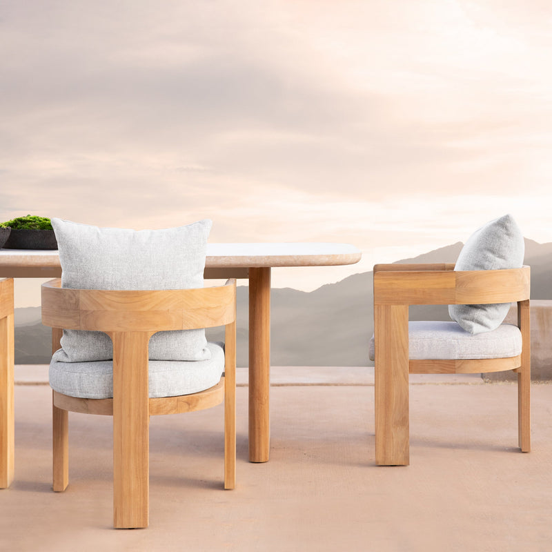 Victoria Teak Dining Table 2000 | Teak Natural, Travertine Cream,