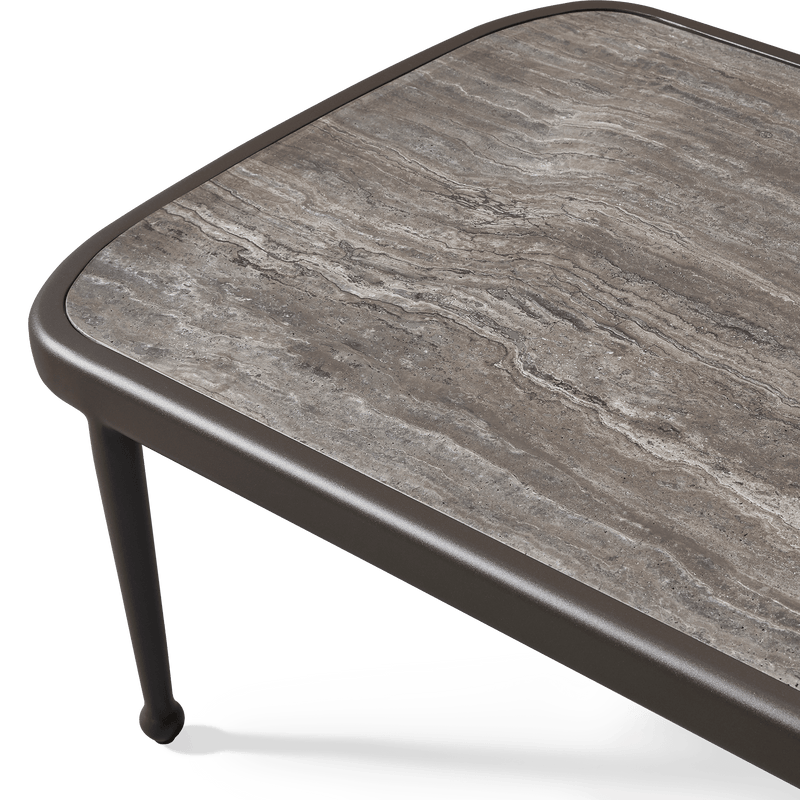 Andre Rectangle Coffee Table | Aluminum Asteroid, Travertine Dark Grey,