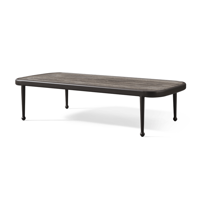 Andre Rectangle Coffee Table | Aluminum Asteroid, Travertine Dark Grey,