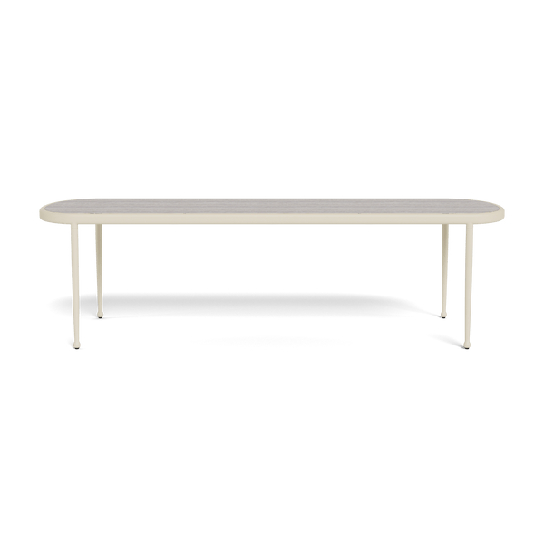 Andre Rectangle Dining Table | Aluminum Bone, Travertine Dark Grey,