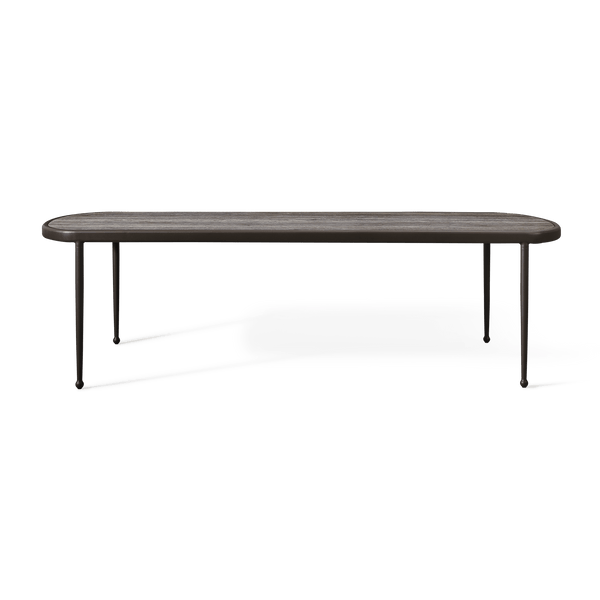 Andre Rectangle Dining Table | Aluminum Bronze, Travertine Dark Grey,