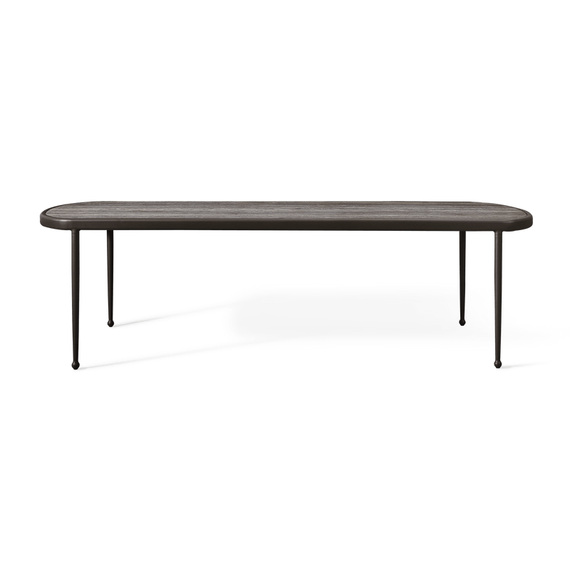 Andre Rectangle Dining Table | Aluminum Bronze, Travertine Dark Grey,