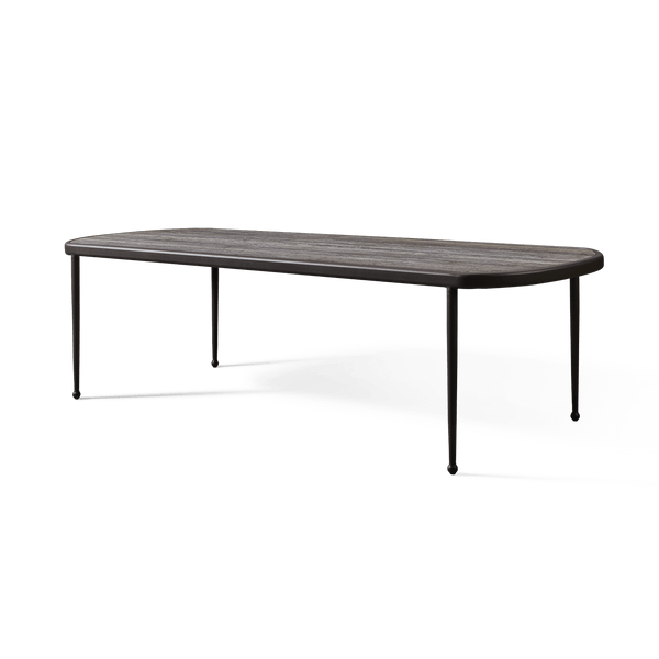 Andre Rectangle Dining Table | Aluminum Bronze, Travertine Dark Grey,