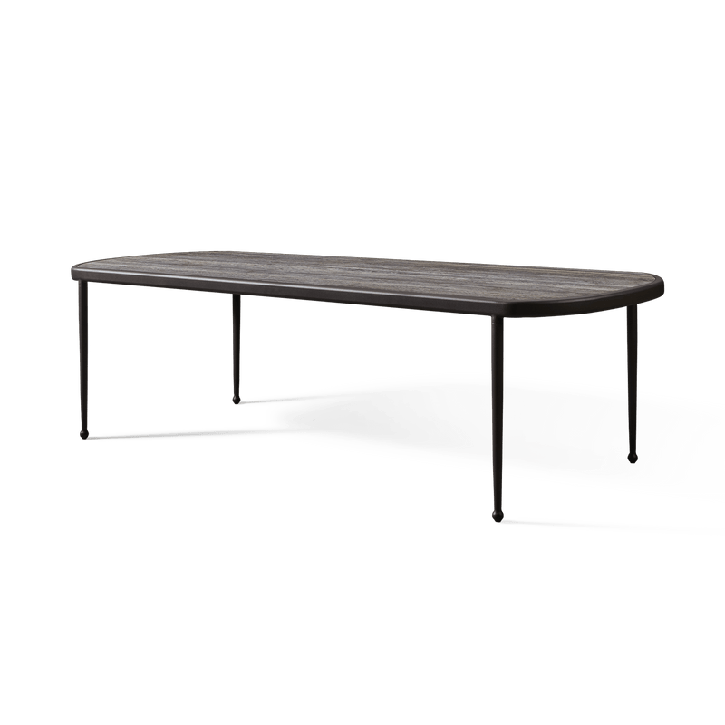 Andre Rectangle Dining Table | Aluminum Bronze, Travertine Dark Grey,