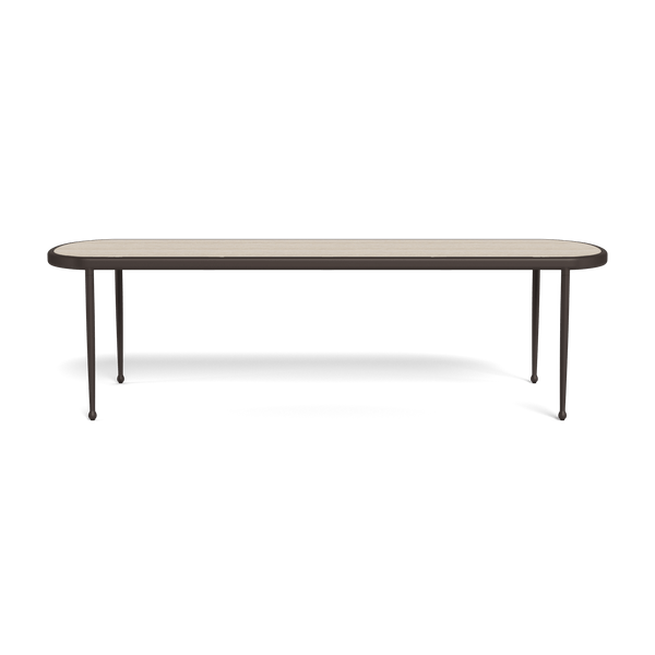 Andre Rectangle Dining Table | Aluminum Bronze, Travertine Natural,