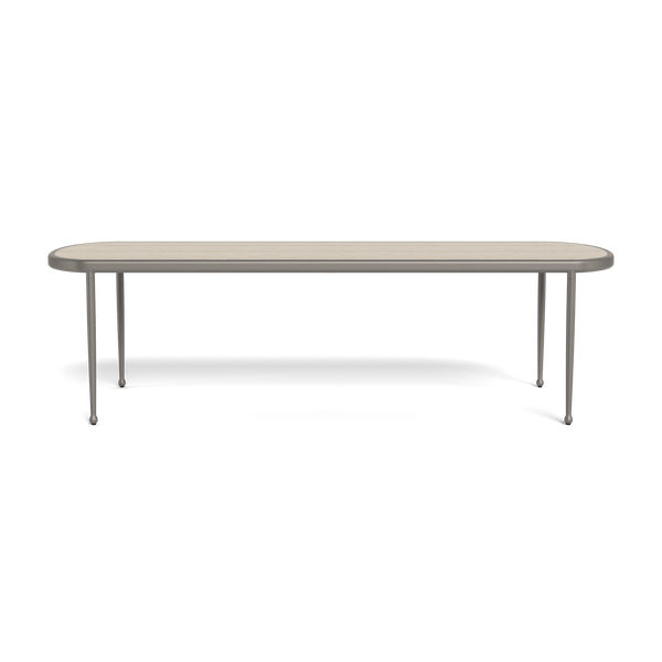 Andre Rectangle Dining Table | Aluminum Taupe, Travertine Natural,