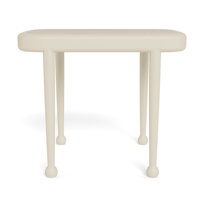 Andre Rectangle Side Table | Aluminum Bone, Travertine Natural,