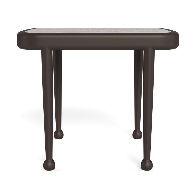 Andre Rectangle Side Table | Aluminum Bronze, Travertine Dark Grey,