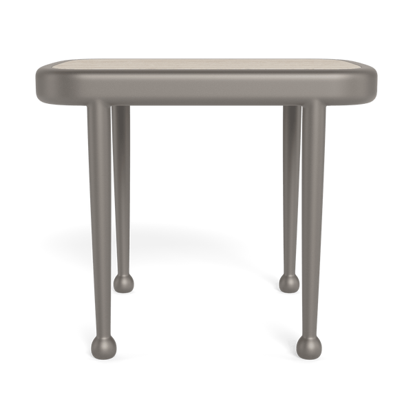 Andre Rectangle Side Table | Aluminum Taupe, Travertine Natural,
