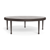 Andre Round Coffee Table | Aluminum Bronze, Travertine Dark Grey,