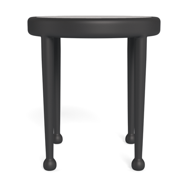 Andre Round Side Table | Aluminum Asteroid, Travertine Dark Grey,