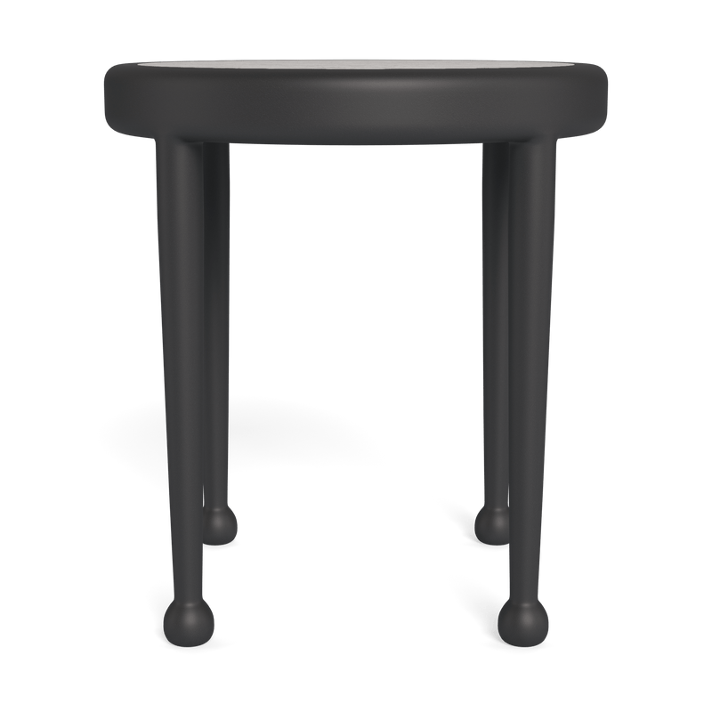 Andre Round Side Table | Aluminum Asteroid, Travertine Dark Grey,