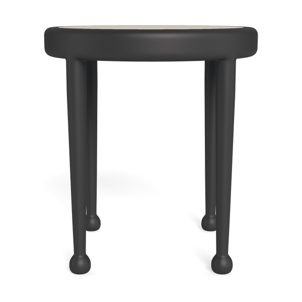 Andre Round Side Table | Aluminum Asteroid, Travertine Natural,