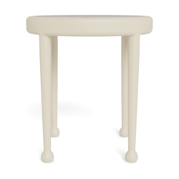 Andre Round Side Table | Aluminum Bone, Travertine Dark Grey,