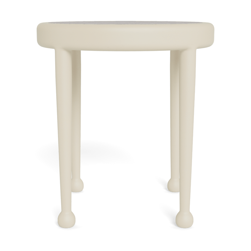 Andre Round Side Table | Aluminum Bone, Travertine Dark Grey,