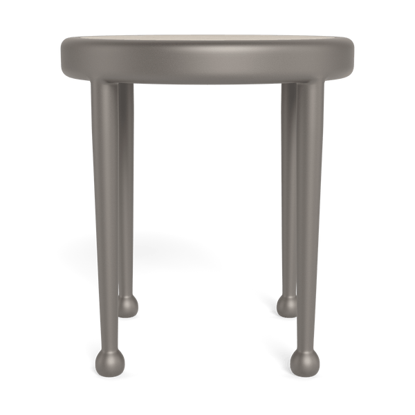 Andre Round Side Table | Aluminum Taupe, Travertine Natural,