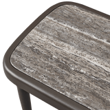 Andre Square Side Table | Aluminum Asteroid, Travertine Dark Grey,