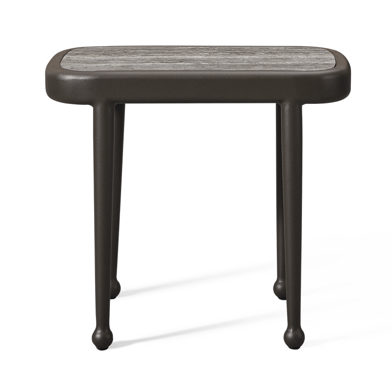 Andre Square Side Table | Aluminum Asteroid, Travertine Dark Grey,