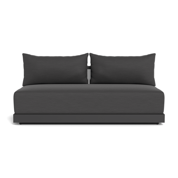 Antigua 2 Seat Armless Sofa | Aluminum Asteroid, Panama Grafito, Rope Dark Grey