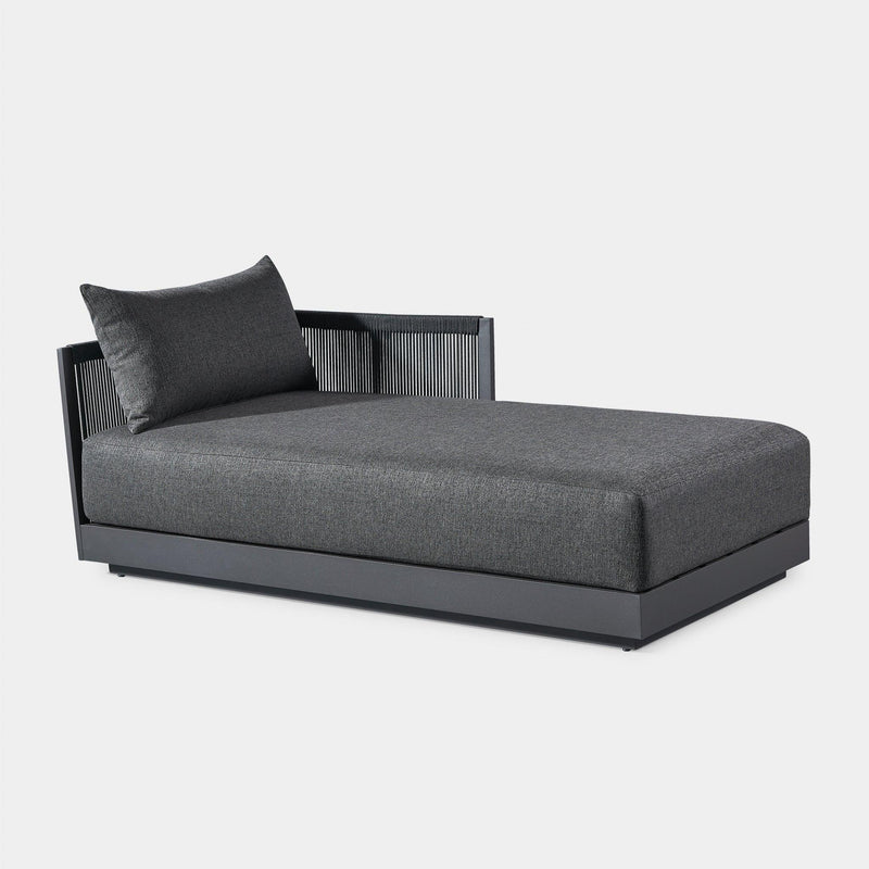 Antigua Chaise Right | Aluminum Asteroid, Panama Grafito, Rope Dark Grey