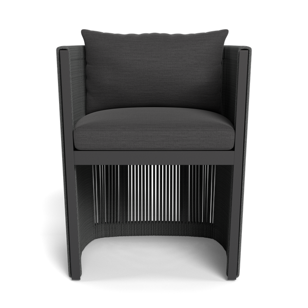 Antigua Dining Chair | Aluminum Asteroid, Panama Grafito, Rope Dark Grey