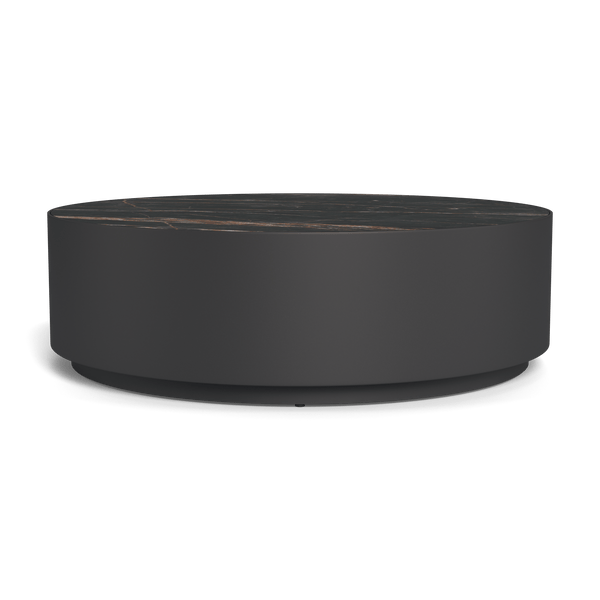 Antigua Round Coffee Table | Aluminum Asteroid, Laminam Noir,