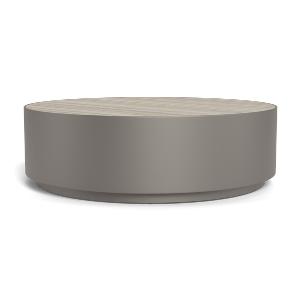 Antigua Round Coffee Table | Aluminum Taupe, Laminam Grigio,