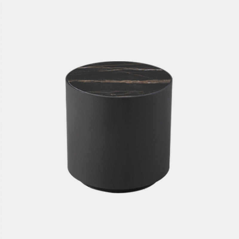 Antigua Round Side Table | Aluminum Asteroid, Laminam Noir,