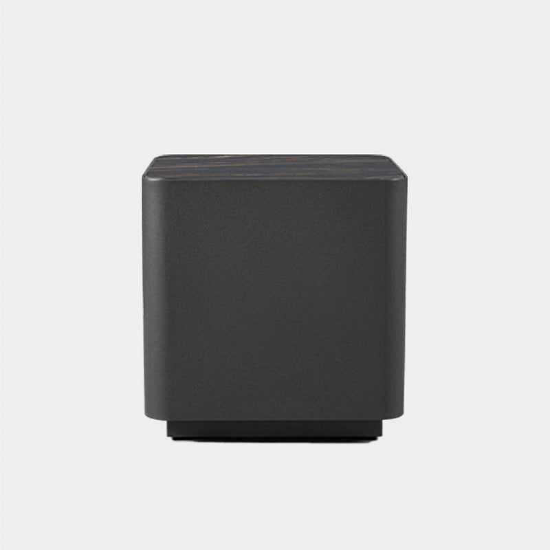 Antigua Square Side Table | Aluminum Asteroid, Laminam Noir,