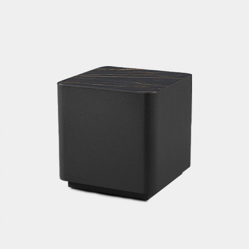 Antigua Square Side Table | Aluminum Asteroid, Laminam Noir,