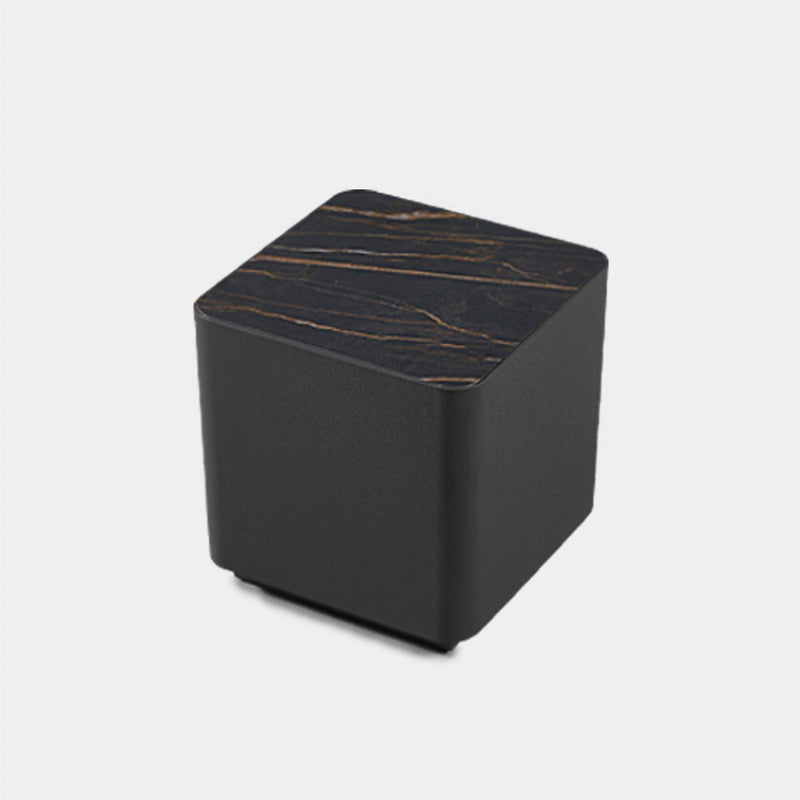 Antigua Square Side Table | Aluminum Asteroid, Laminam Noir,