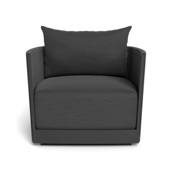 Antigua Swivel Lounge Chair | Aluminum Asteroid, Panama Grafito, Rope Dark Grey