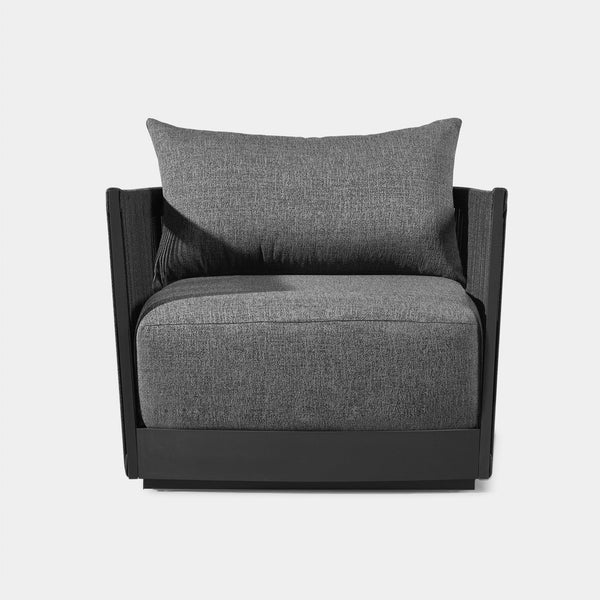 Antigua Swivel Lounge Chair | Aluminum Asteroid, Panama Grafito, Rope Dark Grey