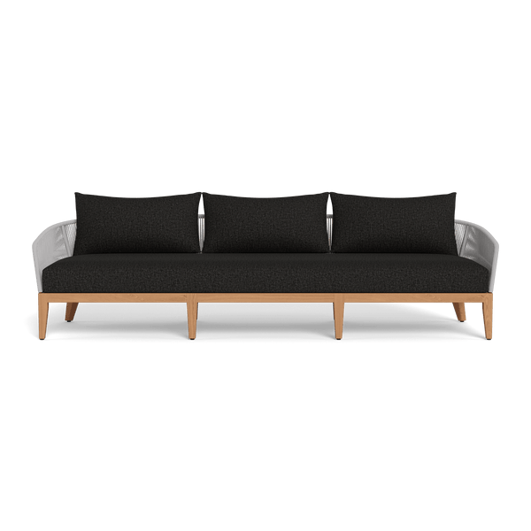 Avalon 3 Seat Sofa | Teak Natural, Copacabana Midnight, Rope Light Grey