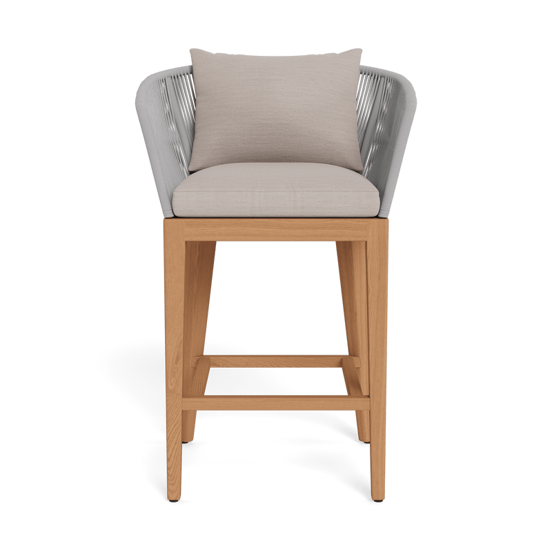 Avalon Bar Stool | Teak Natural, Panama Marble, Rope Light Grey