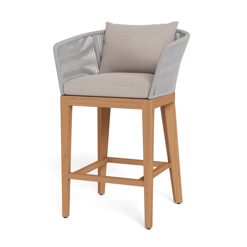 Avalon Bar Stool | Teak Natural, Panama Marble, Rope Light Grey