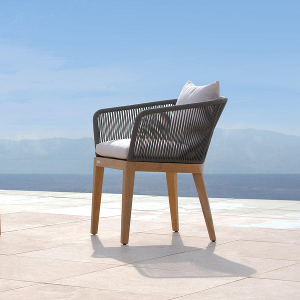 Avalon Dining Chair | Teak Natural, Panama Marble, Rope Light Grey