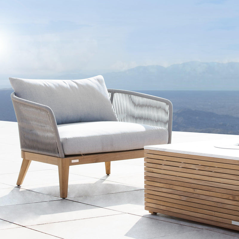 Avalon Lounge Chair | Teak Natural, Panama Marble, Rope Light Grey