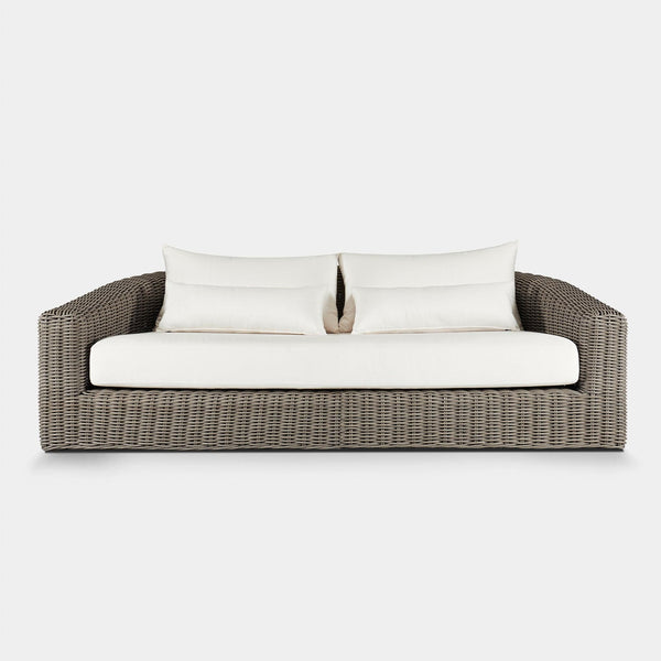 Barcelona 2 Seat Sofa | Wicker Taupe, Panama Blanco,