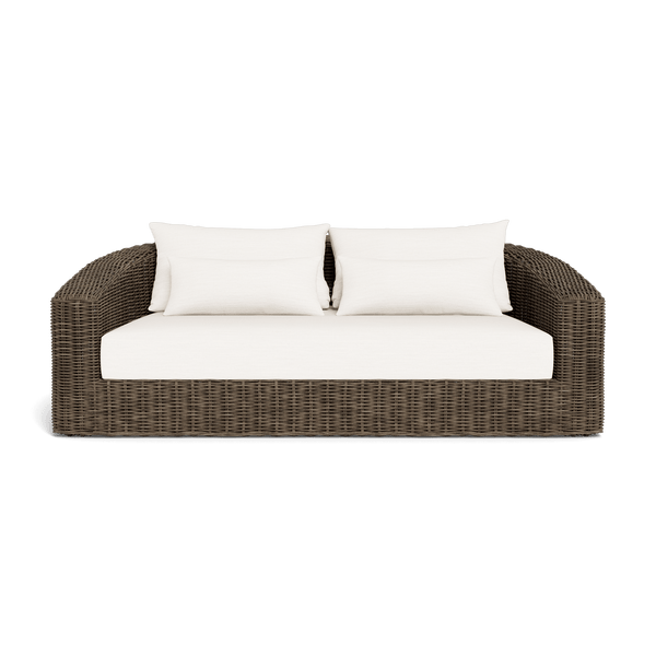 Barcelona 2 Seat Sofa | Wicker Taupe, Panama Blanco,