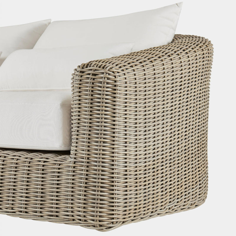 Barcelona 2 Seat Sofa | Wicker Taupe, Panama Blanco,