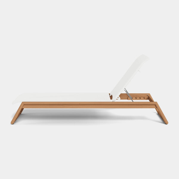 Breeze Xl Teak Stacking Sun Lounge | Teak Natural, Batyline White,