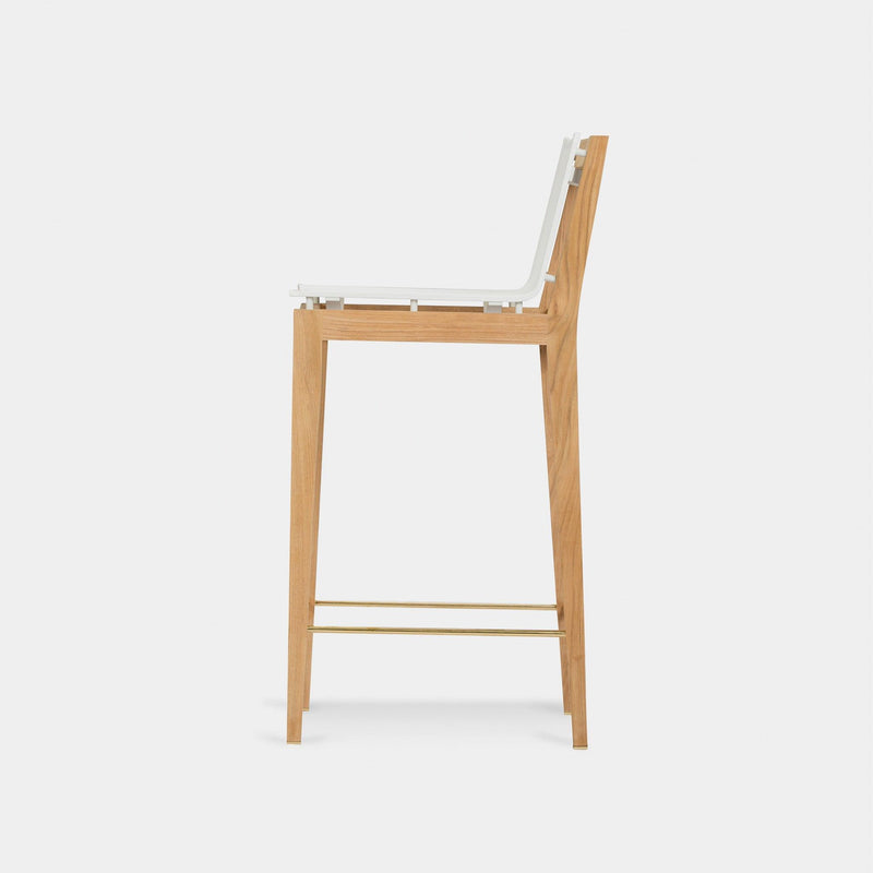 Byron Bar Stool | Teak Natural, Batyline White,