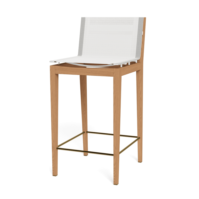 Byron Bar Stool | Teak Natural, Batyline White,